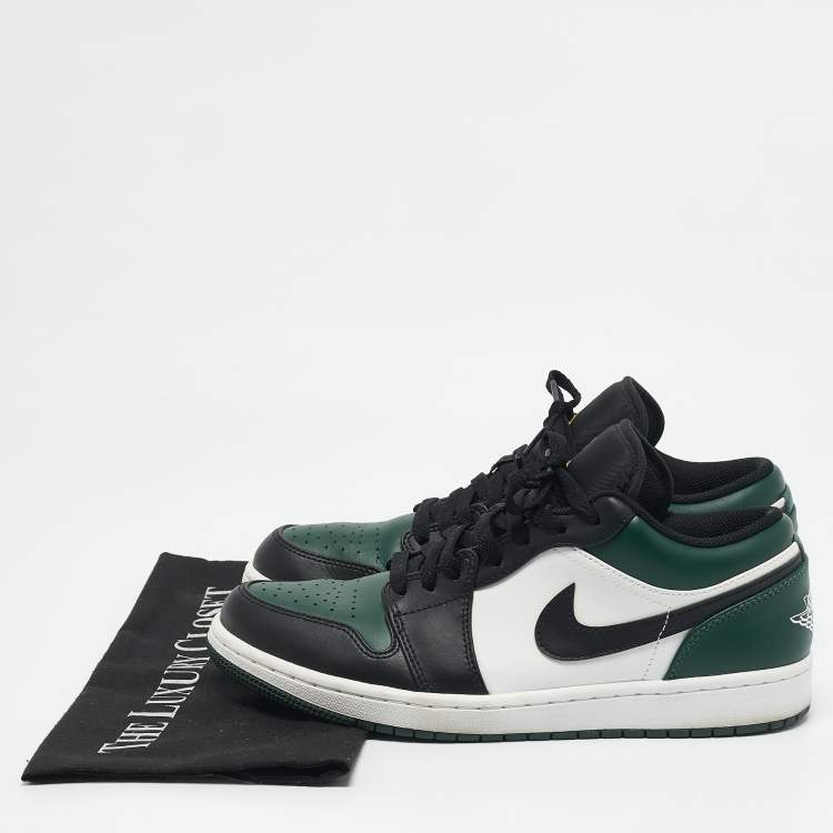 Pre Owned Air Jordans Green/Black Leather Air Jordan 1 Low Top Sneakers Size 42