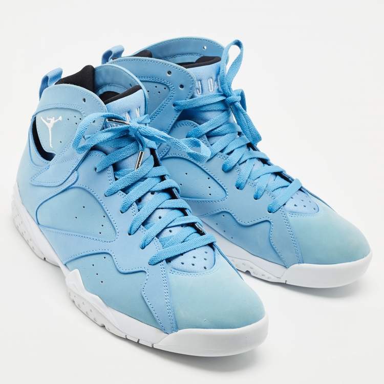 Pre Owned Air Jordans Blue Durabuck Leather Jordan 7 Retro Pantone Sneakers Size 45.5