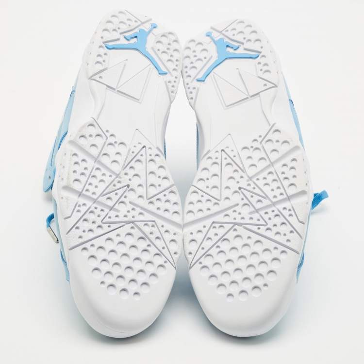 Pre Owned Air Jordans Blue Durabuck Leather Jordan 7 Retro Pantone Sneakers Size 45.5