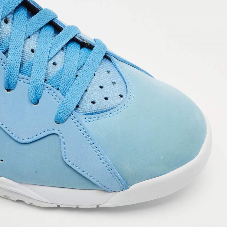 Pre Owned Air Jordans Blue Durabuck Leather Jordan 7 Retro Pantone Sneakers Size 45.5