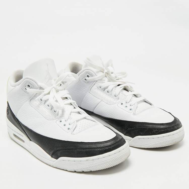 Pre Owned Air Jordans White Leather Jordan 3 Retro Fragment Sneakers Size 45.5