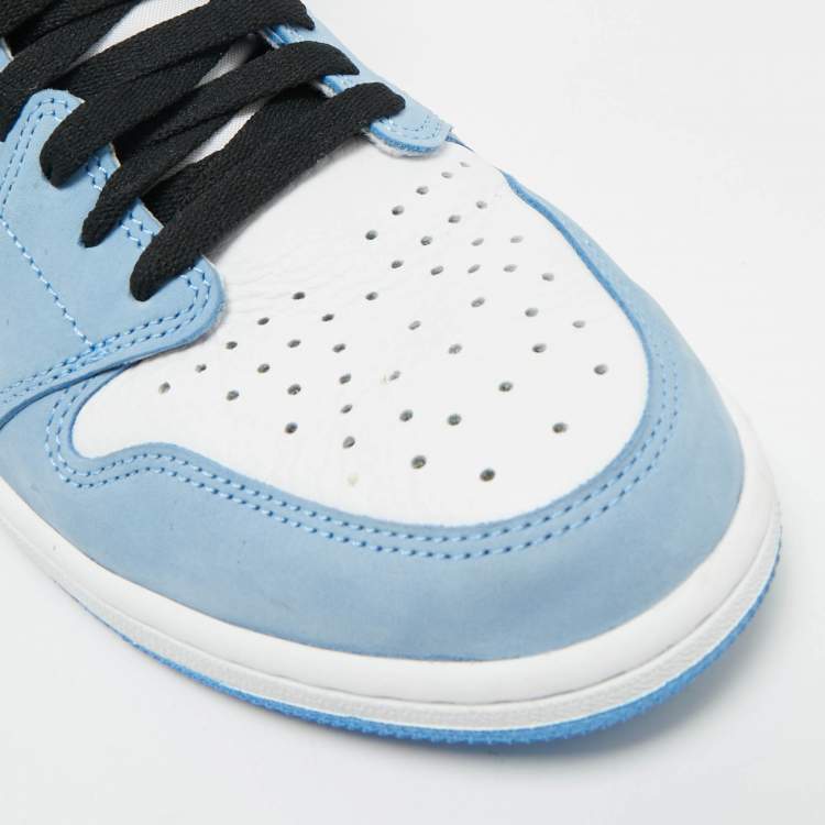 Pre Owned Air Jordans Blue/White Suede and Leather Jordan 1 Retro High OG University Blue Sneakers Size 46