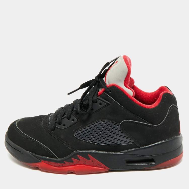 Pre Owned Air Jordans Black Nubuck Leather Jordan 5 Lace Up Sneakers Size 40