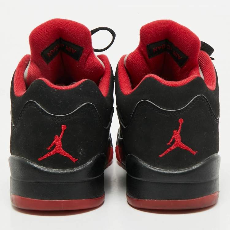 Pre Owned Air Jordans Black Nubuck Leather Jordan 5 Lace Up Sneakers Size 40