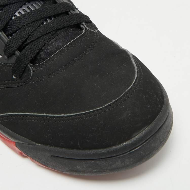 Pre Owned Air Jordans Black Nubuck Leather Jordan 5 Lace Up Sneakers Size 40