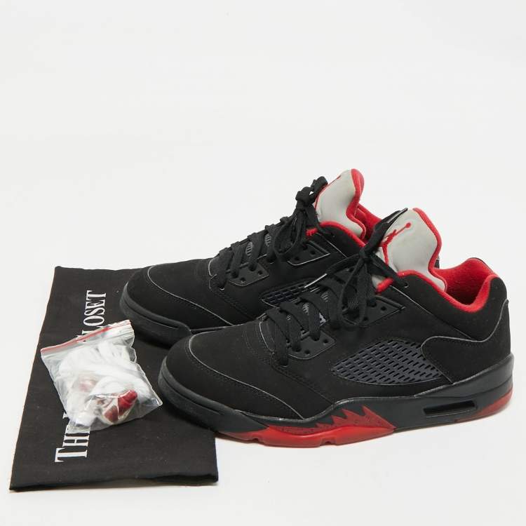 Pre Owned Air Jordans Black Nubuck Leather Jordan 5 Lace Up Sneakers Size 40