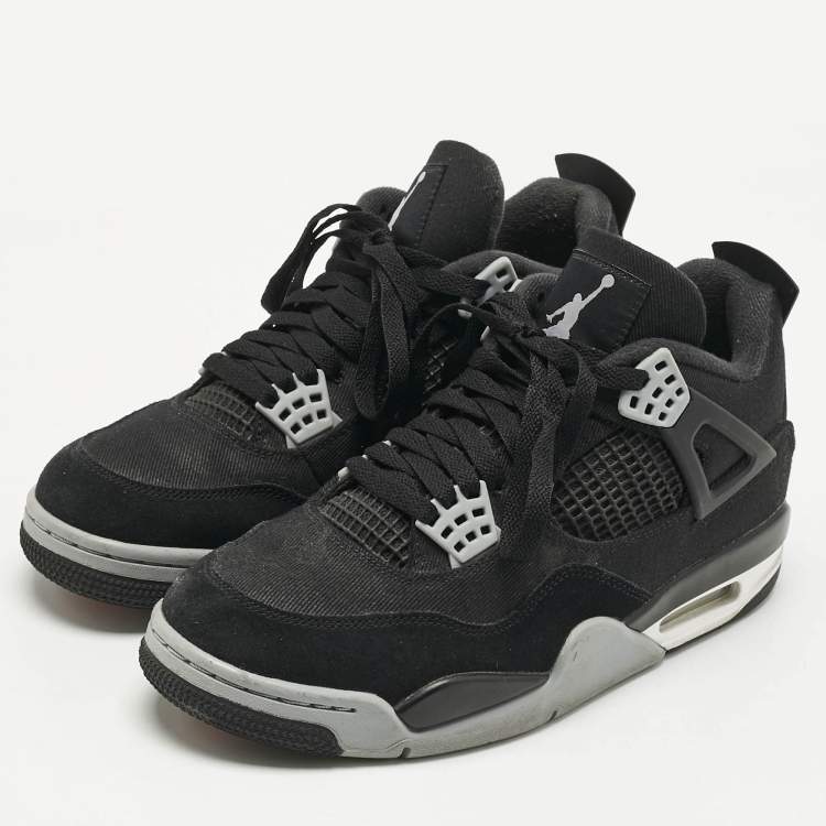 Pre Owned Air Jordans Black Canvas and Suede Jordan 4 Retro SE Black Sneakers Size 41