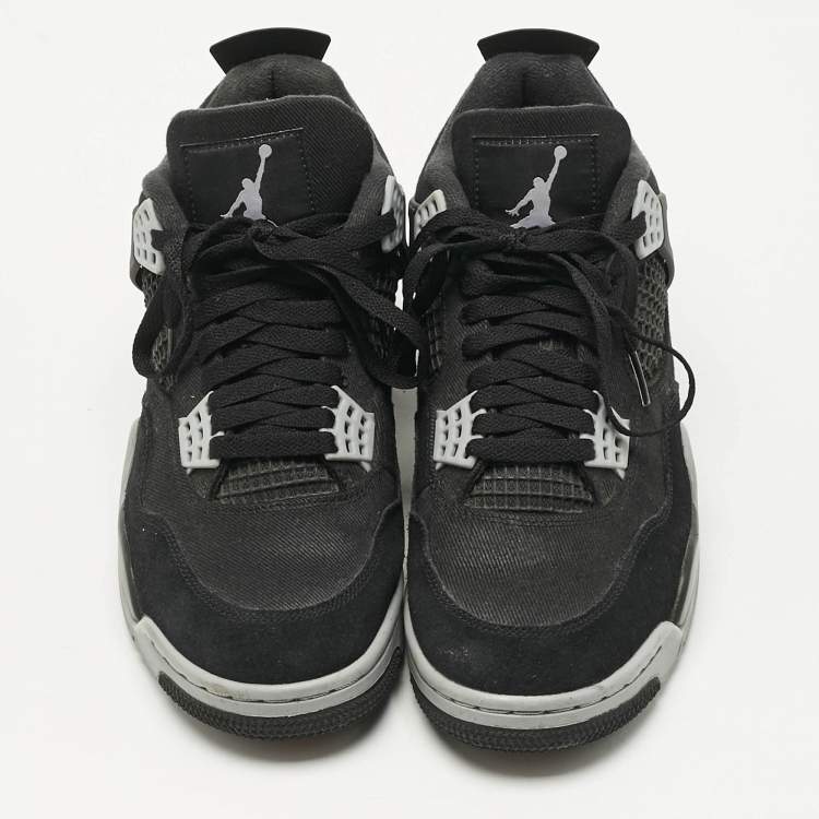 Pre Owned Air Jordans Black Canvas and Suede Jordan 4 Retro SE Black Sneakers Size 41