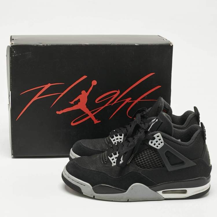 Pre Owned Air Jordans Black Canvas and Suede Jordan 4 Retro SE Black Sneakers Size 41