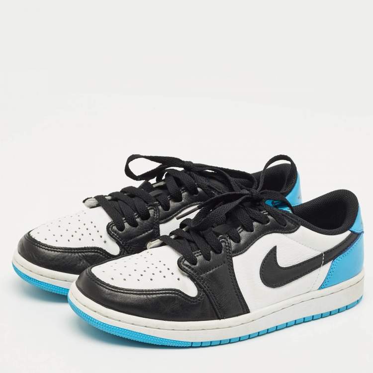 Pre Owned Air Jordans Multicolor Leather Jordan 1 Low OG Power Blue  Sneakers Size 40
