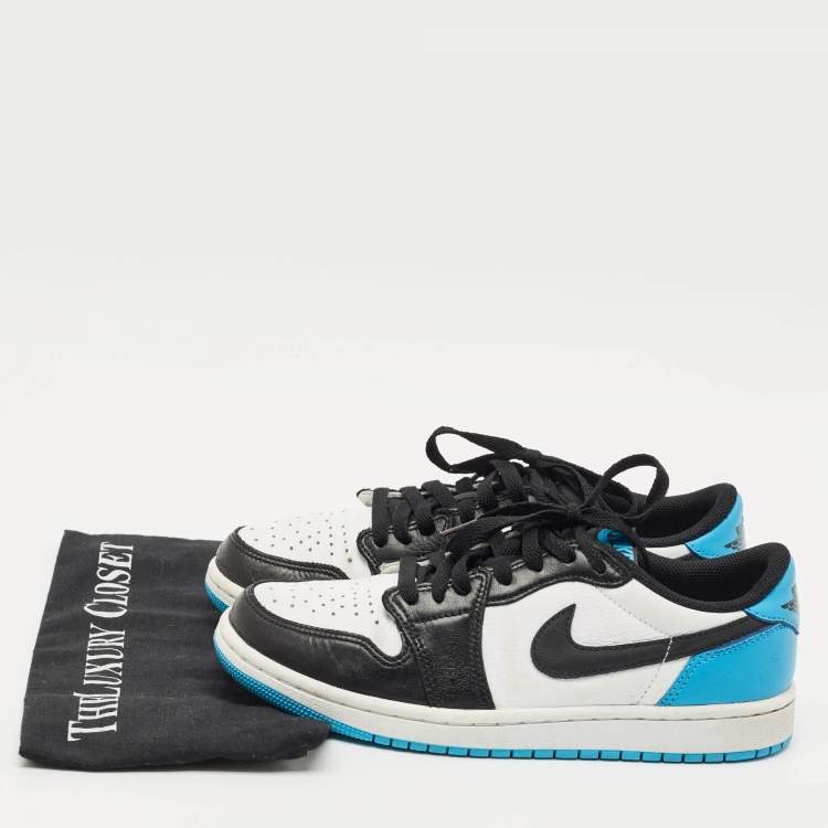 Pre Owned Air Jordans Multicolor Leather Jordan 1 Low OG Power Blue  Sneakers Size 40