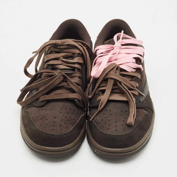 Pre Owned Air Jordans Brown Suede Jordan 1 Retro Low OG SP Travis Scott Velvet Brown Sneakers Size 41