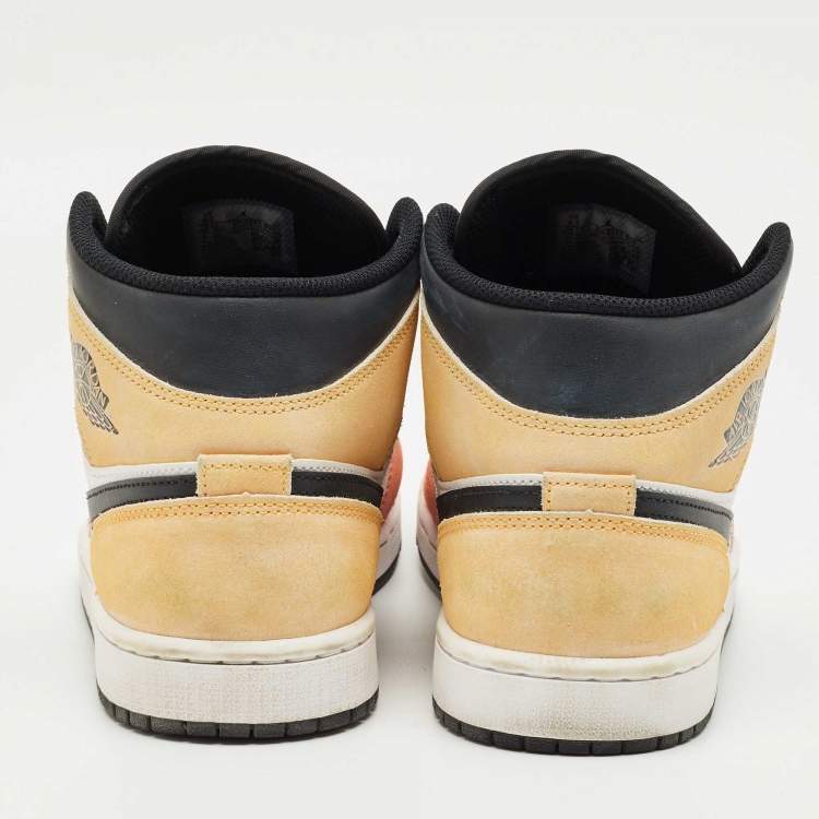 Pre Owned Air Jordans Multicolor Suede and Leather Jordan 1 Mid SE Flight Club Sneakers Size 42