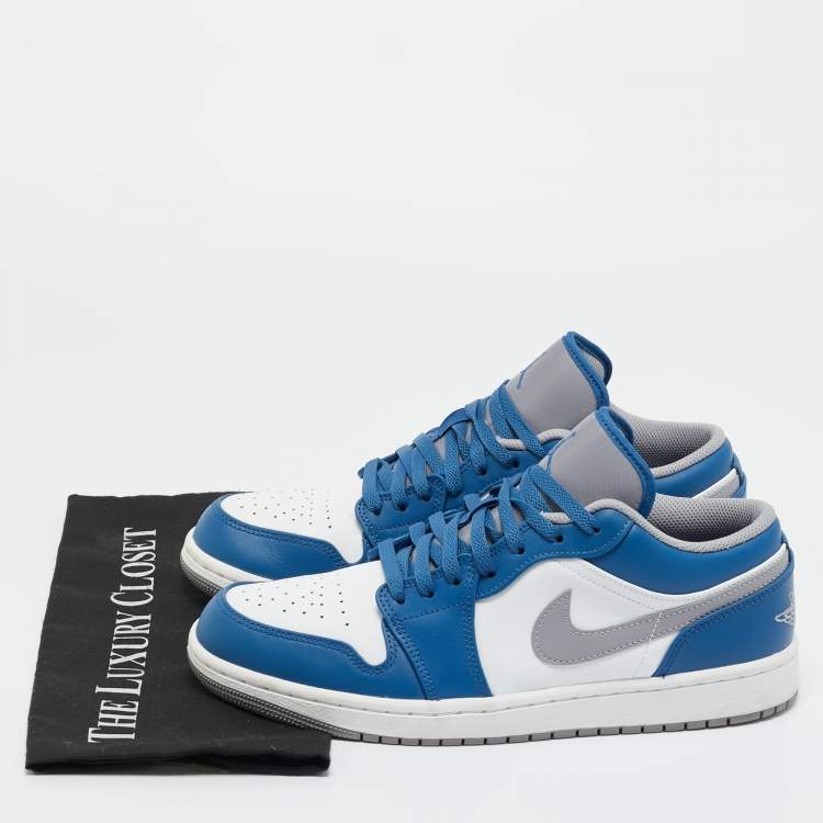 Pre Owned Air Jordans Multicolor Leather Jordan 1 Low True Blue Sneakers Size 43