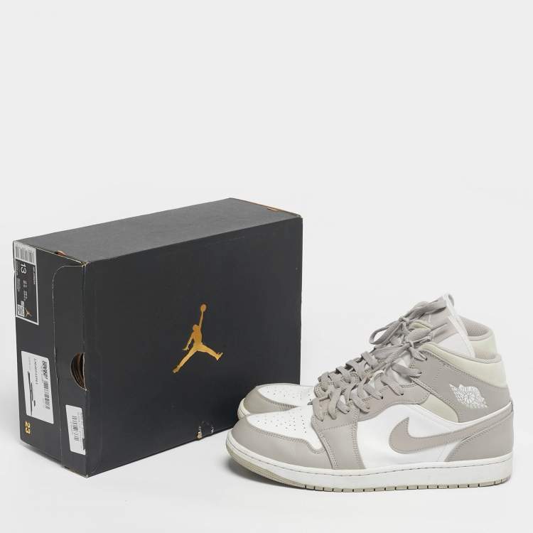Pre Owned Air Jordans Multicolor Leather Jordan 1 Mid Linen Sneakers Size 47.5
