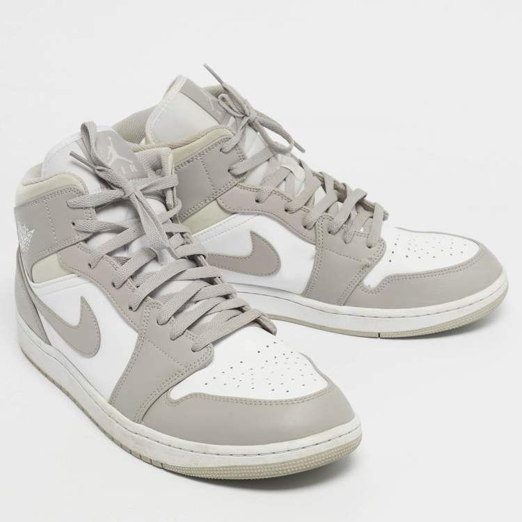 Pre Owned Air Jordans Multicolor Leather Jordan 1 Mid Linen Sneakers Size 47.5