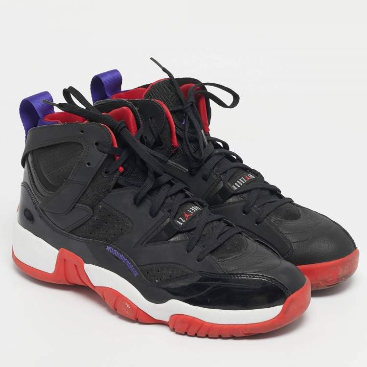 Pre Owned Air Jordans Black Patent and Leather Jumpman Two Trey Raptors Sneakers Size 47.5