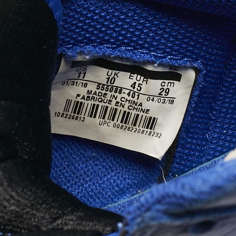 Pre Owned Air Jordans Blue/White Leather Jordan 1 Retro High Hyper Royal Sneakers Size 45
