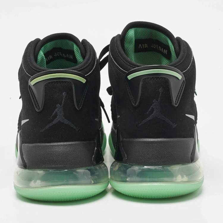 Pre Owned Air Jordans Black Nubuck Leather Air Jordans Mars 270 Green Glow High Top Sneakers Size 45