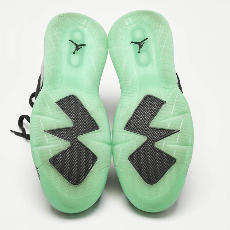 Pre Owned Air Jordans Black Nubuck Leather Air Jordans Mars 270 Green Glow High Top Sneakers Size 45