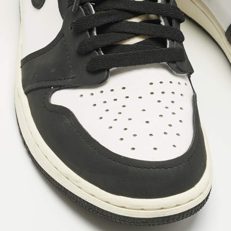 Pre Owned Air Jordans Multicolor Leather Jordan 1 Retro High White Black Volt University Gold Sneakers Size 42