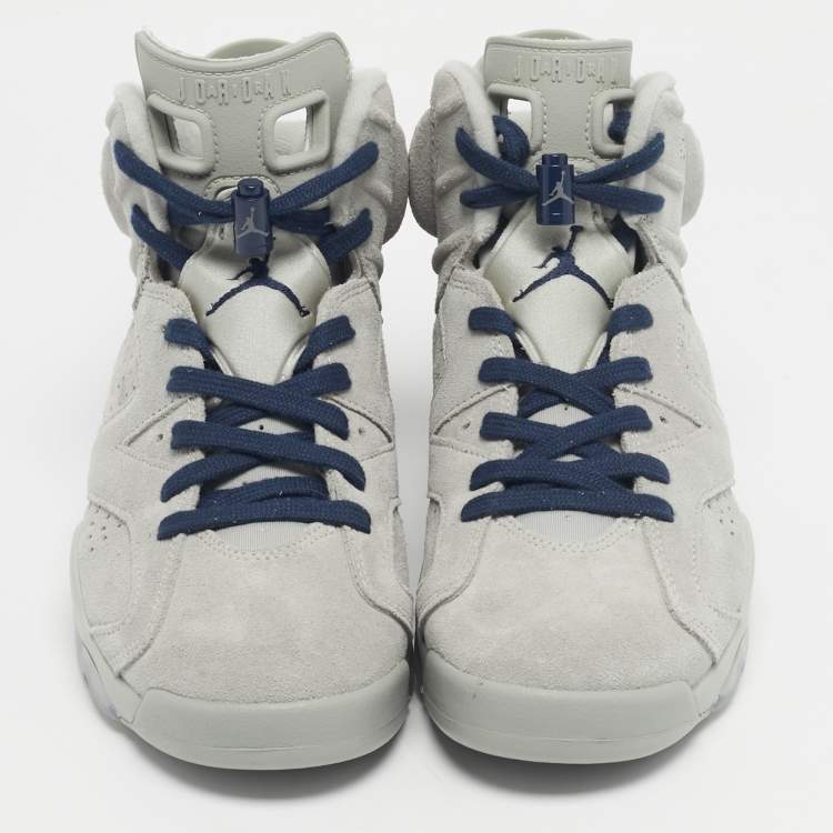 Pre Owned Air Jordan Grey Suede Leather Jordan 6 Retro Georgetown Sneakers Size 42