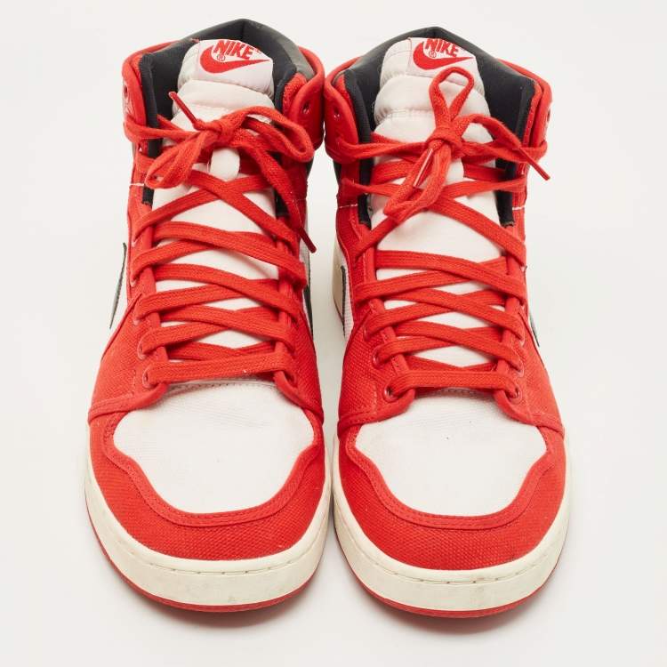 Pre Owned Air Jordans Multicolor Canvas and Leather Jordan 1 Retro AJKO Chicago Sneakers Size 43
