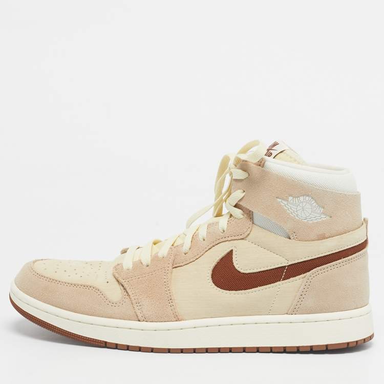 Pre Owned Air Jordans Multicolor Suede and Mesh Jordan 1 High Zoom Air CMFT 2 Legend Coffee Sneakers Size 45