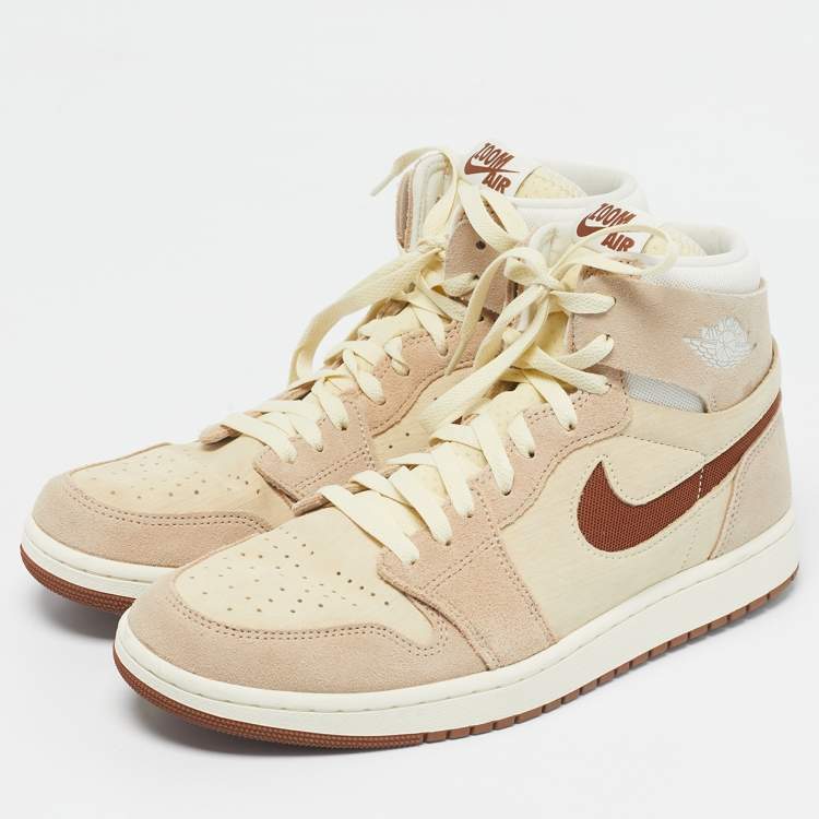 Pre Owned Air Jordans Multicolor Suede and Mesh Jordan 1 High Zoom Air CMFT 2 Legend Coffee Sneakers Size 45