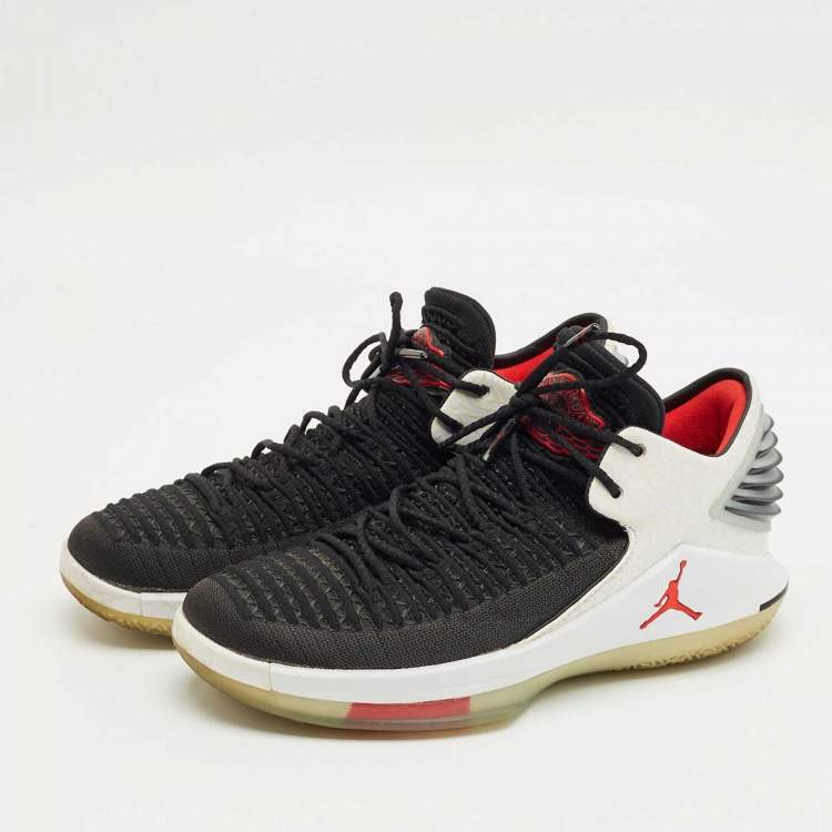 Pre Owned Air Jordan Black/White Fabric and Leather XXXII Low Slam Dunk Sneakers Size 41