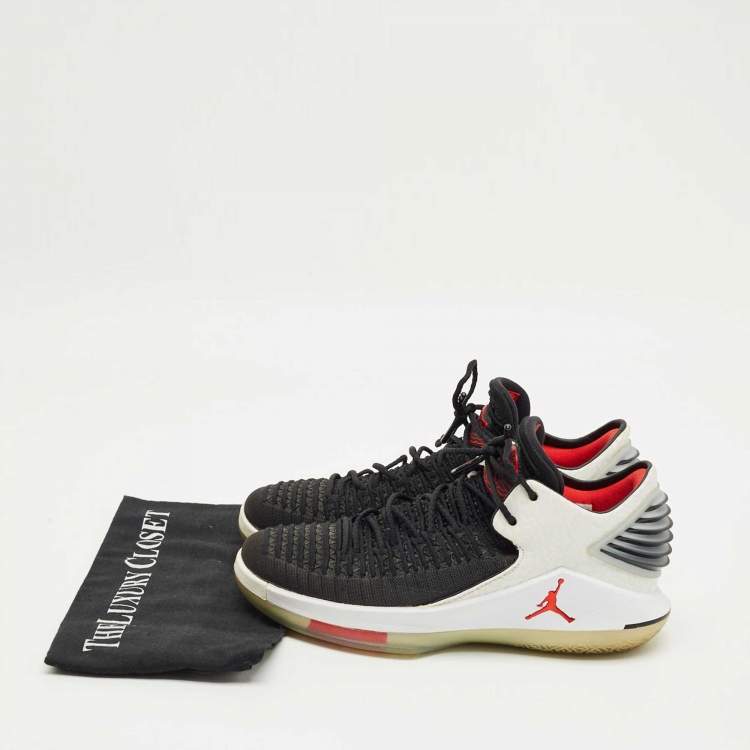Pre Owned Air Jordan Black/White Fabric and Leather XXXII Low Slam Dunk Sneakers Size 41