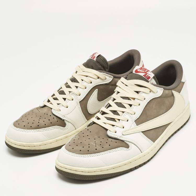 Pre Owned Air Jordans Multicolor Leather Jordan 1 Retro Low OG SP Travis Scott Reverse Mocha Sneakers Size 45.5