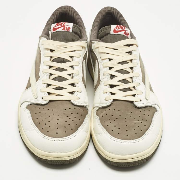 Pre Owned Air Jordans Multicolor Leather Jordan 1 Retro Low OG SP Travis Scott Reverse Mocha Sneakers Size 45.5