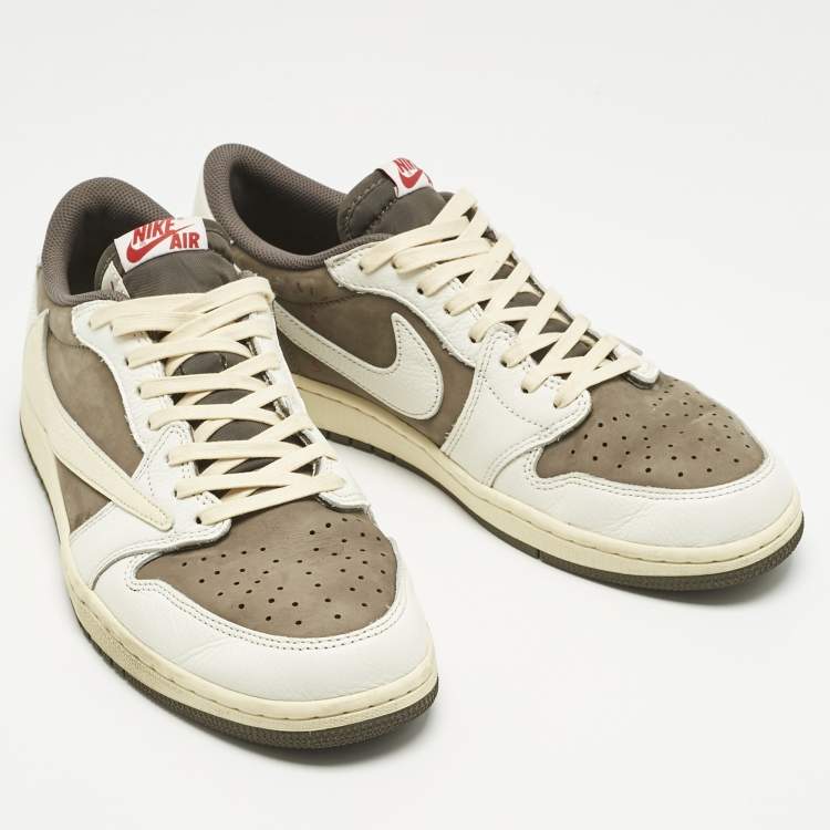Pre Owned Air Jordans Multicolor Leather Jordan 1 Retro Low OG SP Travis Scott Reverse Mocha Sneakers Size 45.5
