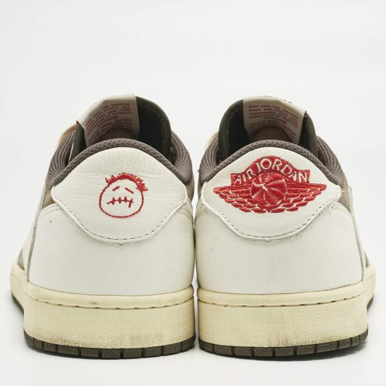 Pre Owned Air Jordans Multicolor Leather Jordan 1 Retro Low OG SP Travis Scott Reverse Mocha Sneakers Size 45.5