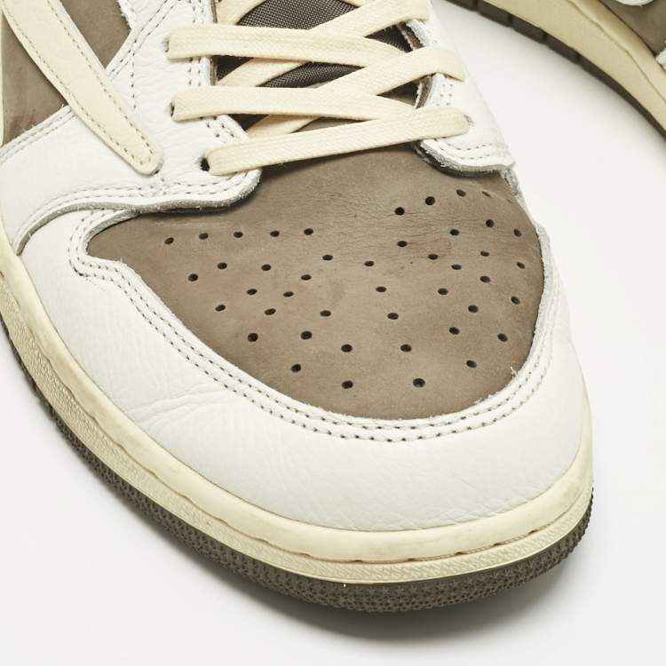 Pre Owned Air Jordans Multicolor Leather Jordan 1 Retro Low OG SP Travis Scott Reverse Mocha Sneakers Size 45.5