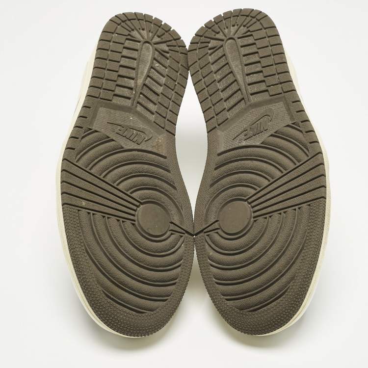 Pre Owned Air Jordans Multicolor Leather Jordan 1 Retro Low OG SP Travis Scott Reverse Mocha Sneakers Size 45.5