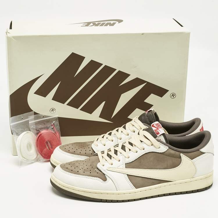 Pre Owned Air Jordans Multicolor Leather Jordan 1 Retro Low OG SP Travis Scott Reverse Mocha Sneakers Size 45.5