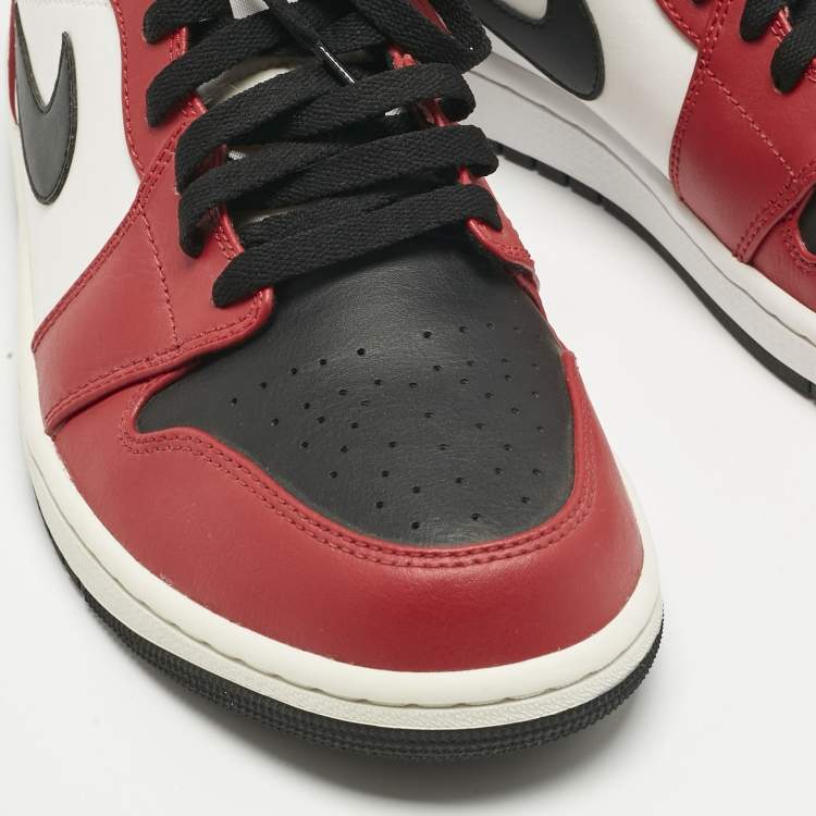 Pre Owned Air Jordans Multicolor Leather Jordan 1 Mid Chicago Toe Sneakers Size 45