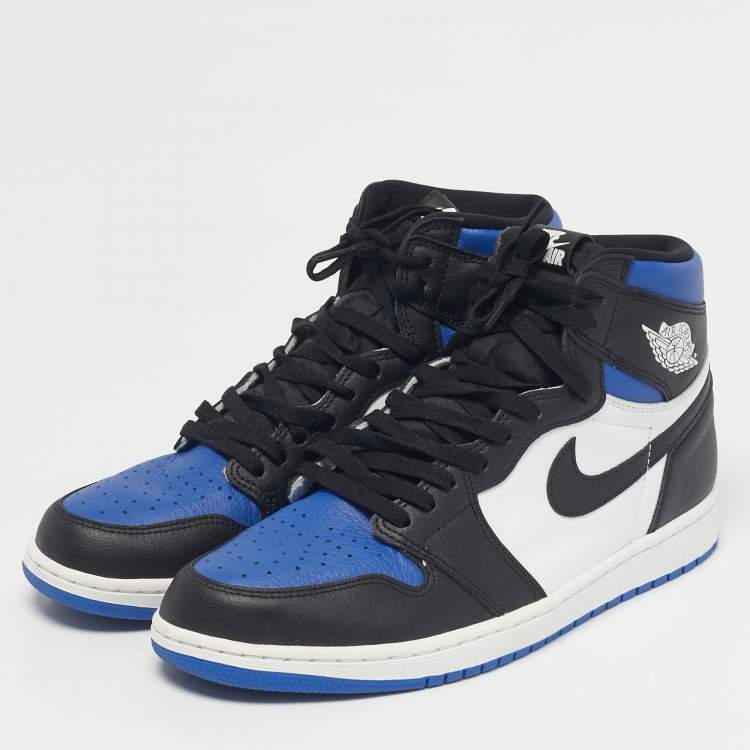 Pre Owned Air Jordans Multicolor Leather Jordan 1 Retro High Royal Toe Sneakers Size 45.5