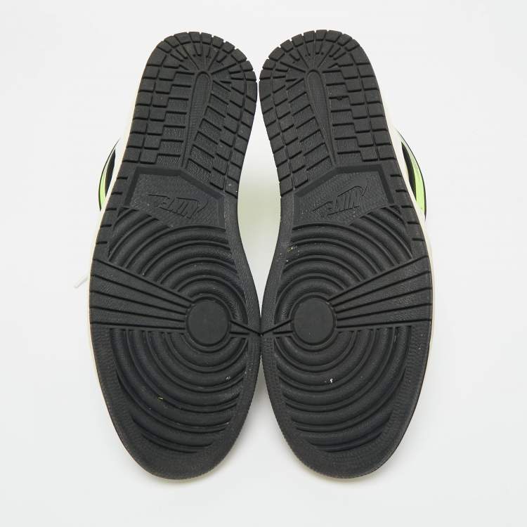 Pre Owned Air Jordans Multicolor Leather Jordan 1 Retro High White Black Volt University Gold Sneakers Size 45.5