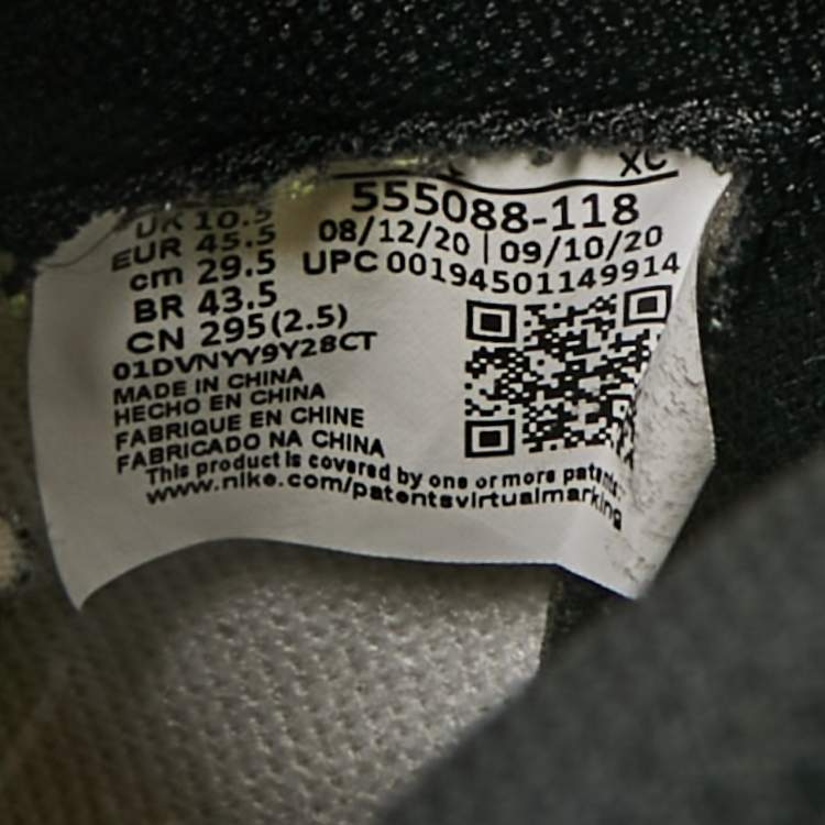 Pre Owned Air Jordans Multicolor Leather Jordan 1 Retro High White Black Volt University Gold Sneakers Size 45.5