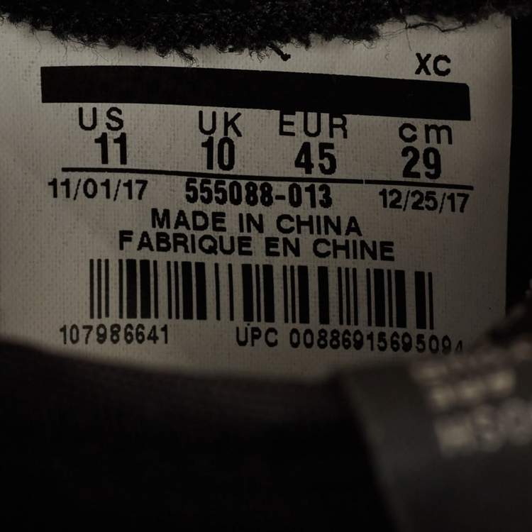 Pre Owned Air Jordans Black/Grey Leather Jordan 1 Retro High Shadow Sneakers Size 45