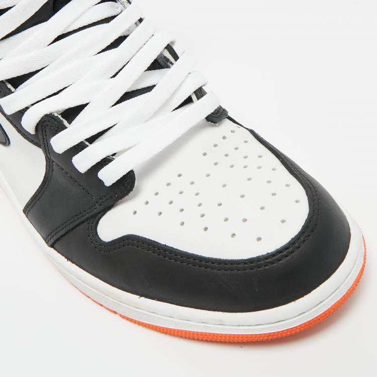 Pre Owned Air Jordans Multicolor Leather Jordan 1 Retro High Electro Orange Sneakers Size 45.5