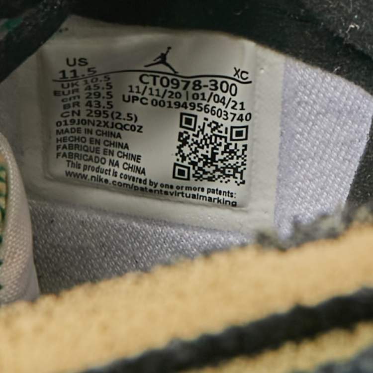 Pre Owned Air Jordans Green/White Suede and Canvas Jordan 1 High Zoom Air CMFT Stadium Green Sneakers Size 45.5