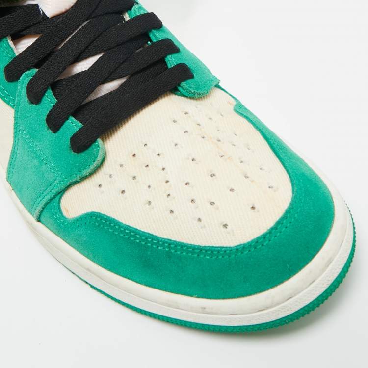 Pre Owned Air Jordans Green/White Suede and Canvas Jordan 1 High Zoom Air CMFT Stadium Green Sneakers Size 45.5