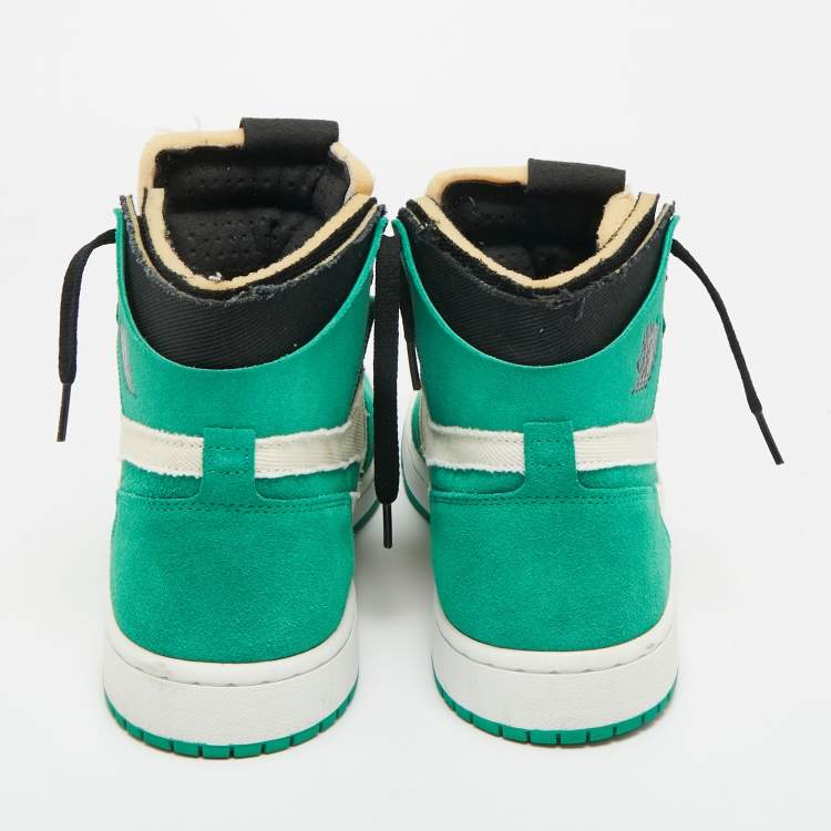 Pre Owned Air Jordans Green/White Suede and Canvas Jordan 1 High Zoom Air CMFT Stadium Green Sneakers Size 45.5