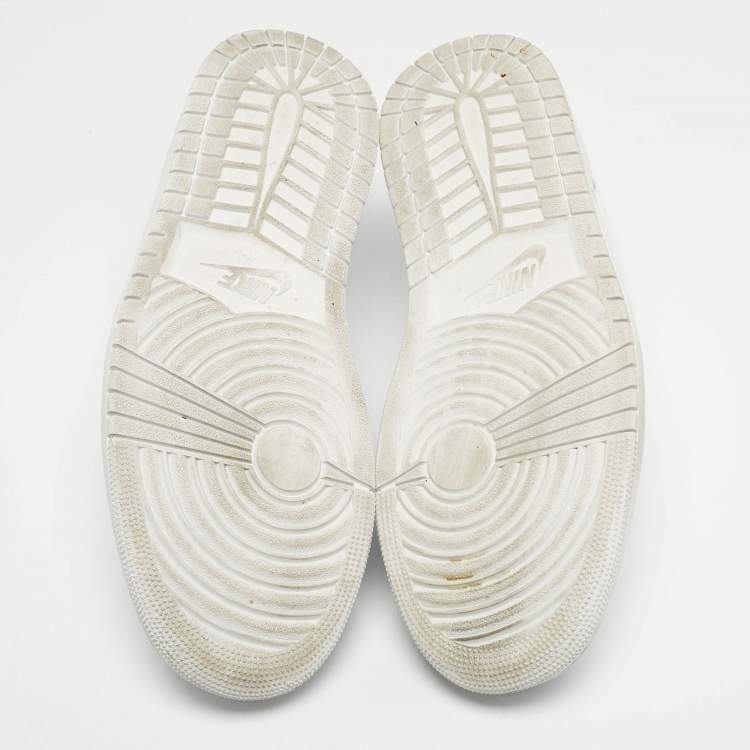 Pre Owned Air Jordans White Leather Jordan 1 Low Triple White Sneakers Size 45