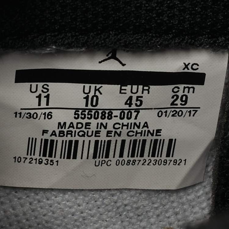 Pre Owned Air Jordans Black/Blue Leather Jordan 1 Retro Royal Sneakers Size 45