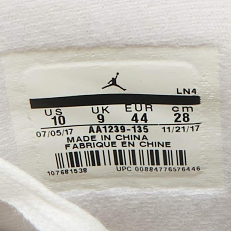 Pre Owned Air Jordans White Leather and Satin Jordan 8 High Top Sneakers Size 44